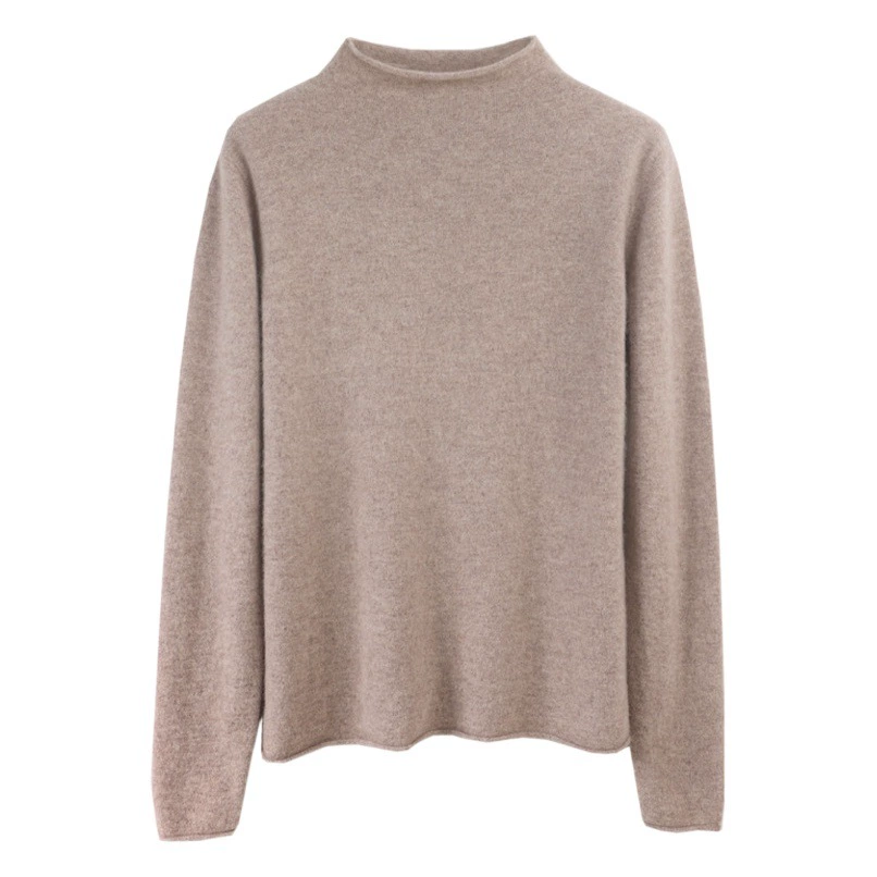 Шерстяной свитер с воротом и высоким воротом, женская вязаная Базовая рубашка из 100% чистой шерсти, осенне-зимний базовый кашемировый свитер в западном стиле