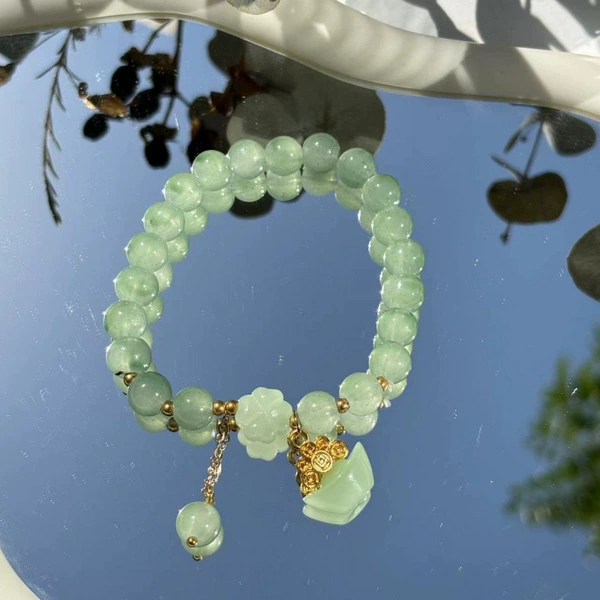 S048-Money Bag Donglin Jade Beaded Bracelet #SZ341
