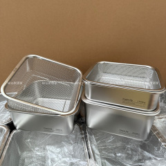 米诺家304不锈钢保鲜盒冰箱食品级水果沥水盒备蔬菜腌肉滤水