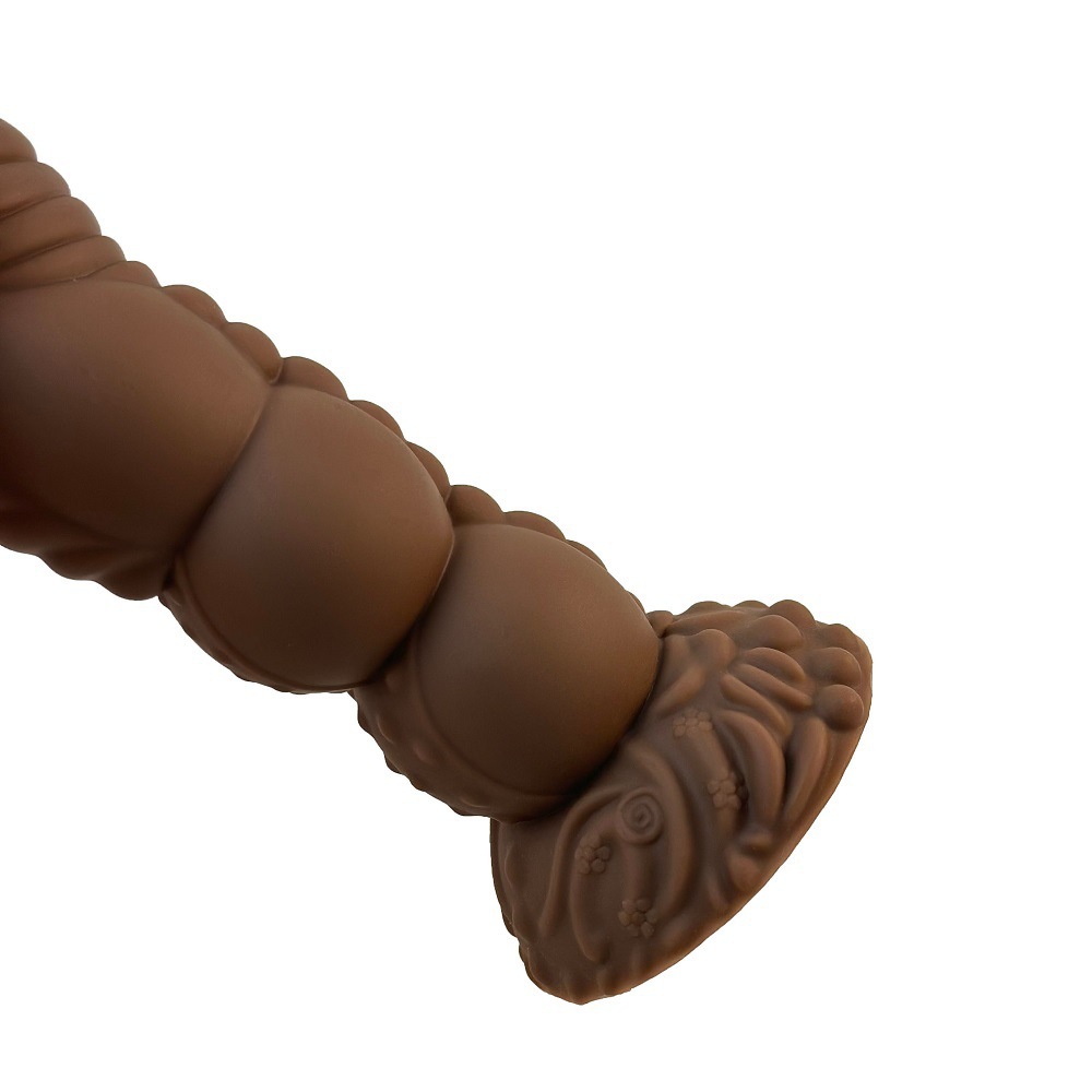 Huanlong Silicone Anal Plug, Large Special-Shaped Soft Vaginal Plug in Coffee Brown — detail image 9