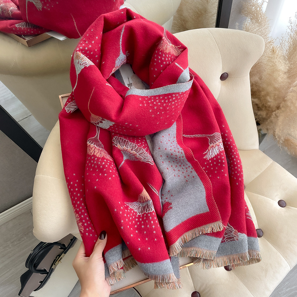 Imitation Cashmere Scarf For Girls With Dandelion Pattern Warm_voghion.com