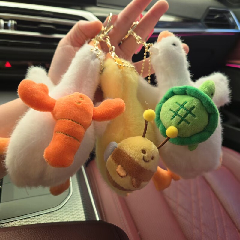 クロスボーダーかわいいストレッチ大きな白いガチョウのストレス解消楽しいぬいぐるみのペンダントのカップルのキーホルダーの車の装飾|undefined
