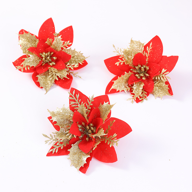 Cross-border popular flor artificial de Navidad 13cm suministros de decoración de flores de Navidad flor artificial decoración del árbol de Navidad flor