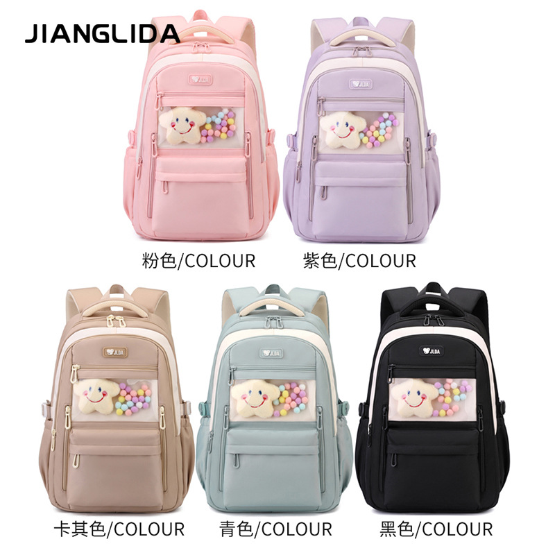 Mochila escolar transfronteriza para estudiantes de secundaria Bolso doloroso para estudiantes de secundaria de alto valor para mujeres Mochila de nailon de gran capacidad para viajes ultraligeros