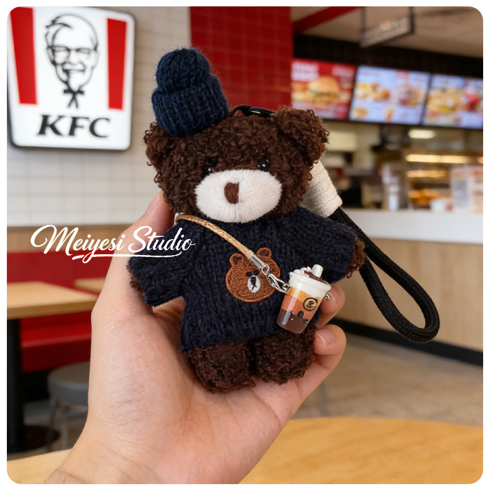 Creativo suave lindos colgante de oso una familia de tres muñecas de peluche bolsos muñecas colgantes llaveros