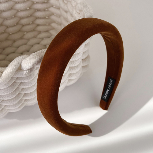 Maillard Velvet Whitening Ripe Pumpkin Color Headband Autumn and Winter Gentle and Lazy Atmosphere High Headband for Women When Going Out
