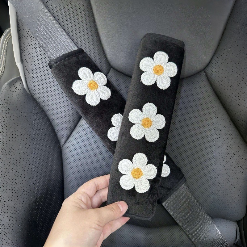 Car Seat Belt Shoulder Cover Flower Car Soft Anti-Strangle Protective Cover Lady Goddess Car Interior Decoration