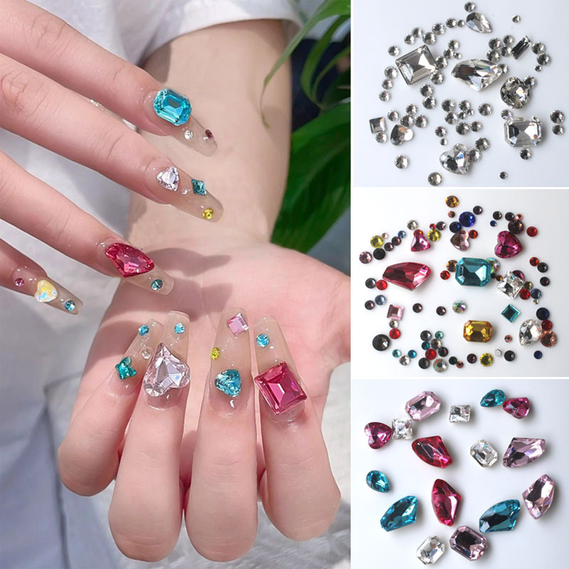 Nail Art Axe Heart K9 Pointed-Bottom Rhinestone Decoration Little Monkey Same Style Gemstone Nail Rhinestone Accessories Sparkling Rhinestone Patch Nail Piece
