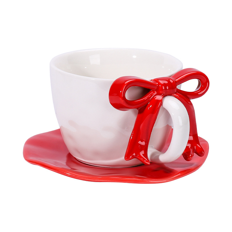 Explosiones transfronterizas de arco taza de cerámica pintada a mano taza de café plato conjunto de alto valor ins viento taza de leche