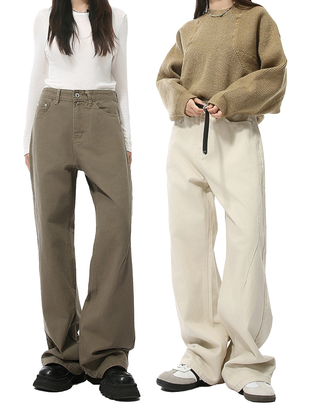 MTLCLOTHES Hombres| Nuevos productos de otoño minimalistas coreanos de color sólido, jeans rectos y sueltos.