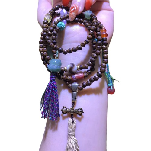 Live Stream Wholesalers: Agarwood Beads Bracelet Tibetan Style Tsemche Accessories Bracelet Decorative Antique Beads for Women and Men