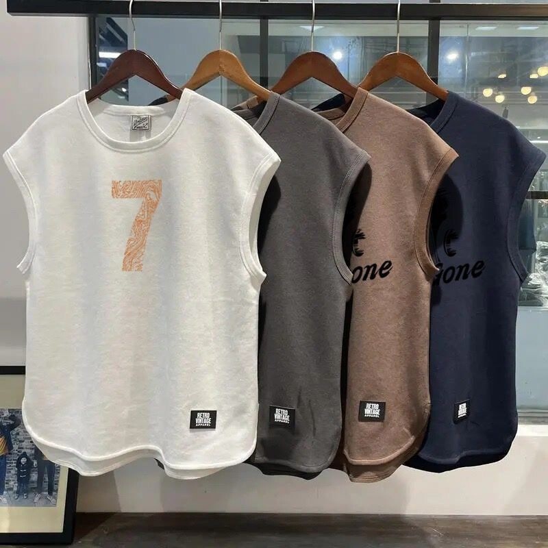 American Retro Vest for Men, Loose Fit, Large Size, Youth Summer Trendy Brand, Fitness Sports Sleeveless Shirt Top American Retro Vest for Men, Loose Fit, Large Size, Youth Summer Trendy Brand, Fitness Sports Sleeveless Shirt Top