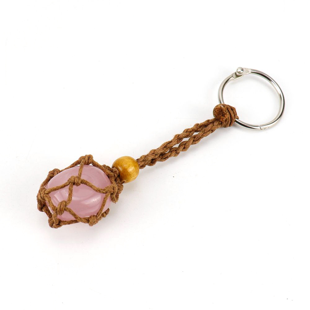 Unisex Gender Pastoral Simple Style Irregular Stainless Steel Natural Stone Cotton Thread Unisex Bag Pendant Keychain