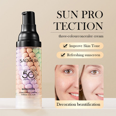 Full English Color Cosmetics SADOER Tri-Color Rainbow Sunscreen Brightening Foundation Pre-Sunscreen Cross-Border Wholesale