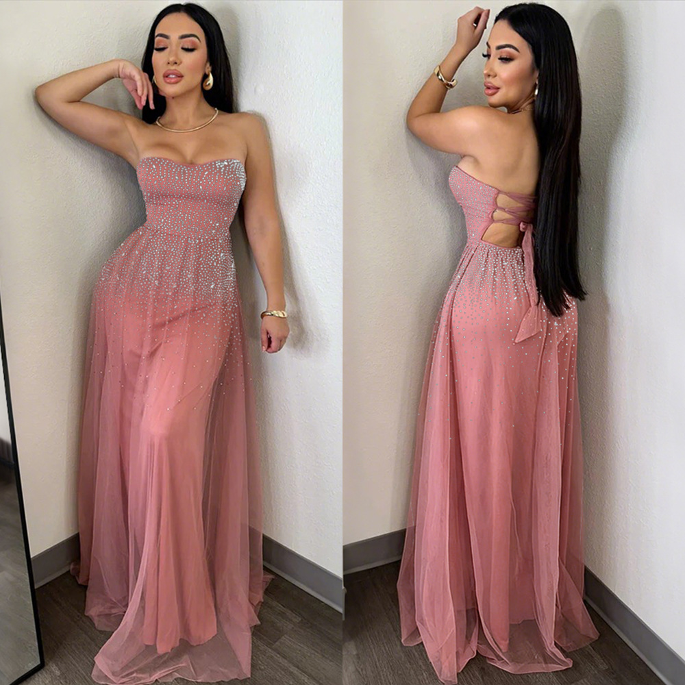 Strapless Bodycon Bandage Dress With Rhinestone Detail For Night Out Party Cocktail Club_ecoleips.com