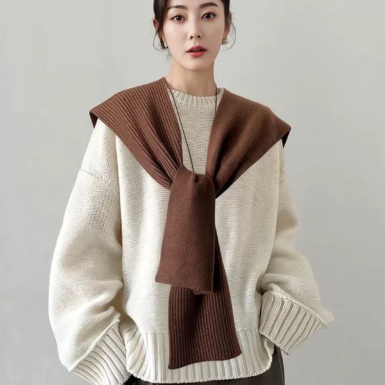 High-quality thickened shawl for air-conditioned rooms in spring, autumn, and winter, women's 2025 new knitted cape, versatile neck and shoulder protector