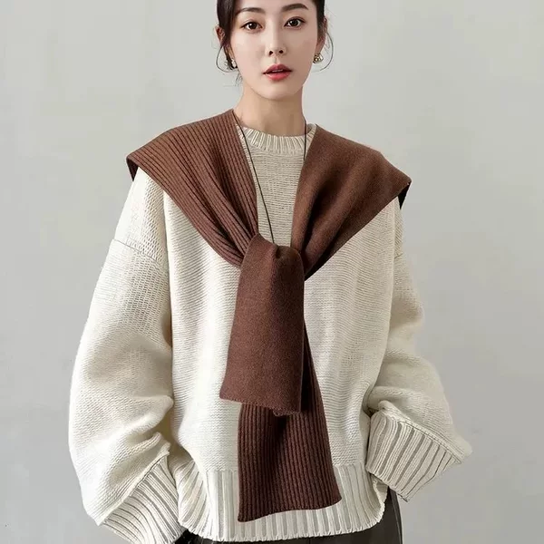 High-quality thickened shawl for air-conditioned rooms in spring, autumn, and winter, women's 2025 new knitted cape, versatile neck and shoulder protector