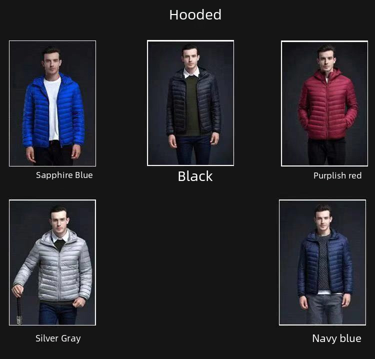 Cotton-padded jacket men's foreign trade men's light feather Rong cotton-padded jacket winter slim-fit hooded collar solid color warm vest coat men's