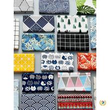 ✅桃小趣纺织品棉麻烫金加厚和风日式民族布料粗麻布面料沙发抱枕