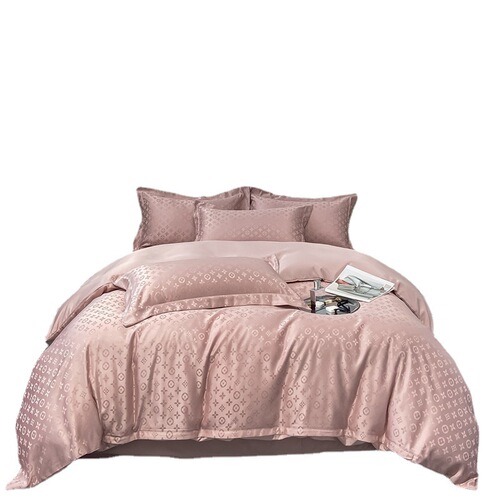 Summer Ice Silk Four-piece Hotel Light Luxury Style Washed Silk Quilt Cover Satin Jacquard Tencel Summer Bedding Set