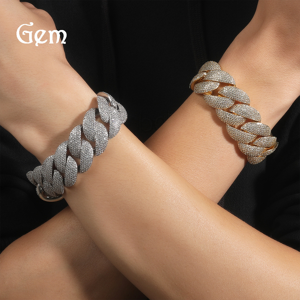 Collier homme plaqué or 24 mm, style hip-hop cubain, orné de zircon et de cuivre, fusionnant les bijoux européens et américains._voghion.com