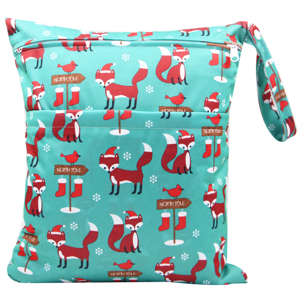 Asenappy bolsa de pañales 30*36cm bebé doble cremallera impresión impermeable bolsa de pañales cien tipos de impresión en stock