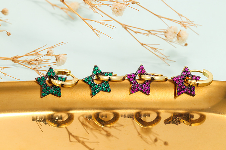 Geometric Pattern Wholesale Jewelry Five-pointed Star Diamond Copper Ear Clip Nihaojewelry