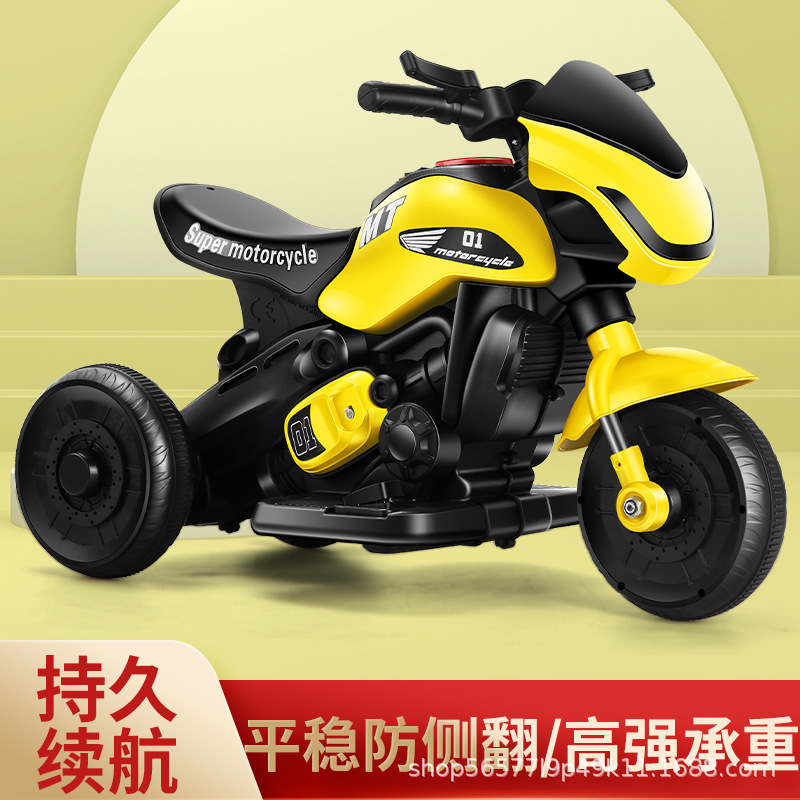 Coche de la batería del bebé del triciclo de la motocicleta eléctrica de los niños pueden sentarse en la defensa humana Flip carga coche de juguete de control remoto