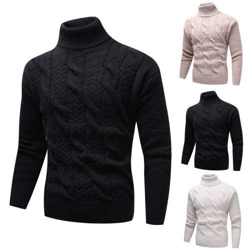 2025 Half High Collar Men's Printed Long-Sleeve Knit Shirt Men's Outdoor Sweater Men's Slim Fit