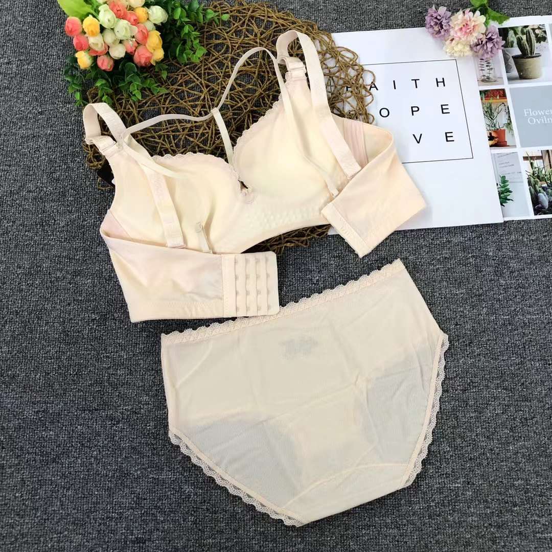 Nuevo brillante pecho pequeño push up ajustable medio grueso taza de algodón suave sujetador traje