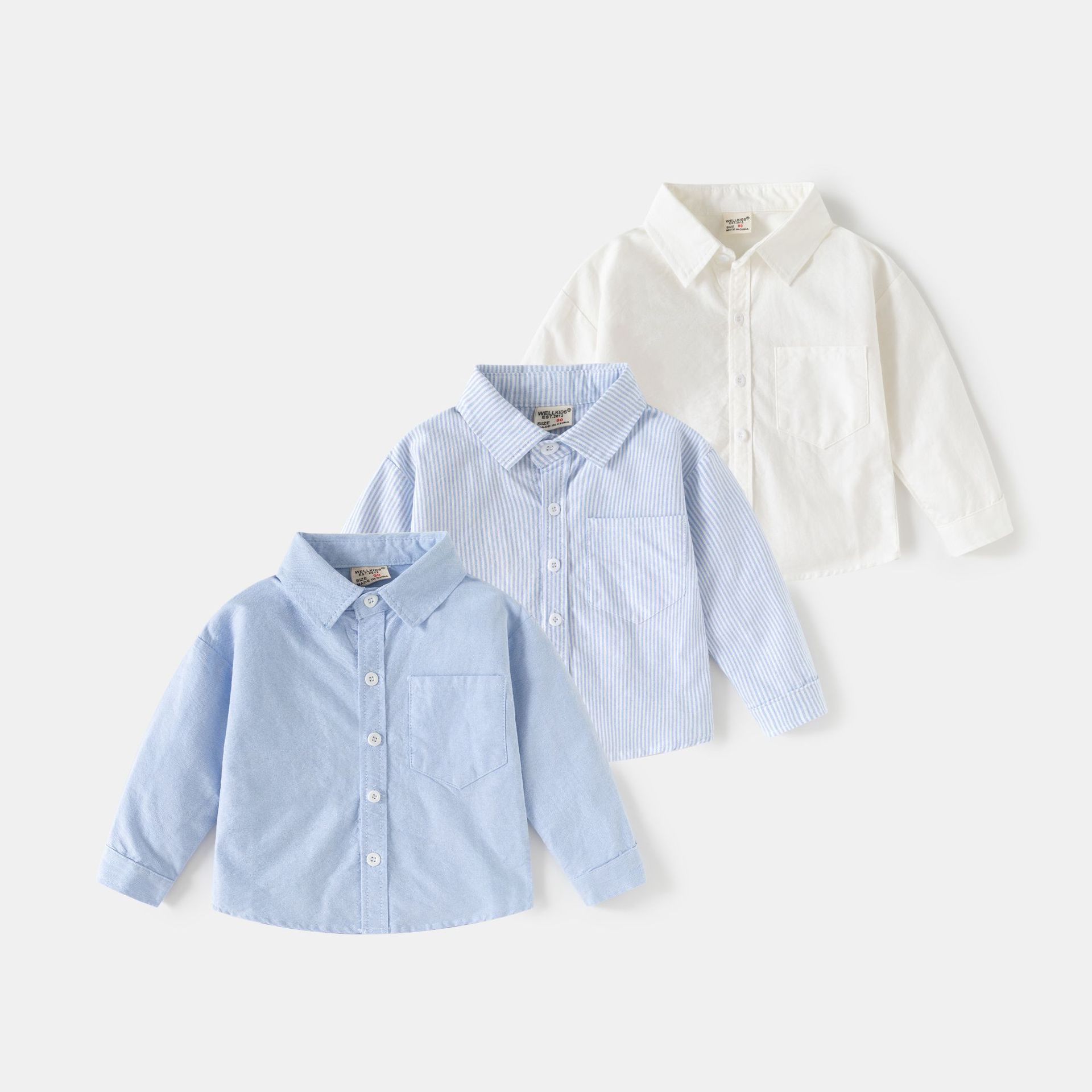 Wholesale children's shirts, boys' oxford long-sleeve shirts, 2026 autumn new arrivals, trendy baby shirts, one-piece drop shipping