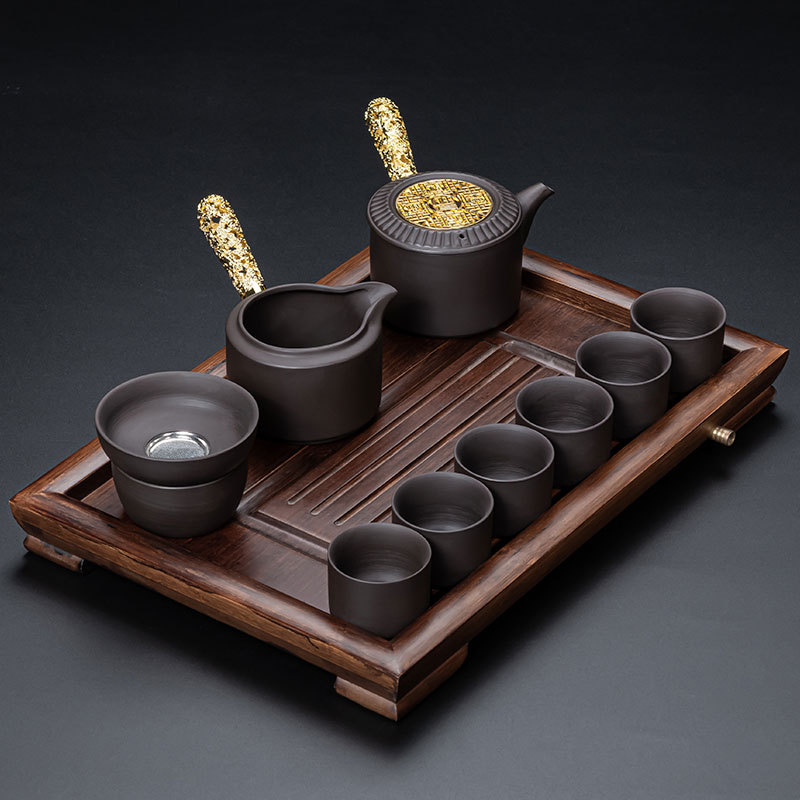 ✲☾☾✲자색모래 10개(오복) 옆면/금손잡이+소평판/호두색✲☾☾✲