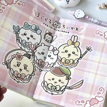 日系Chiikawa吉伊卡哇A5皮质笔记本彩页加厚手账本可爱学生记事本