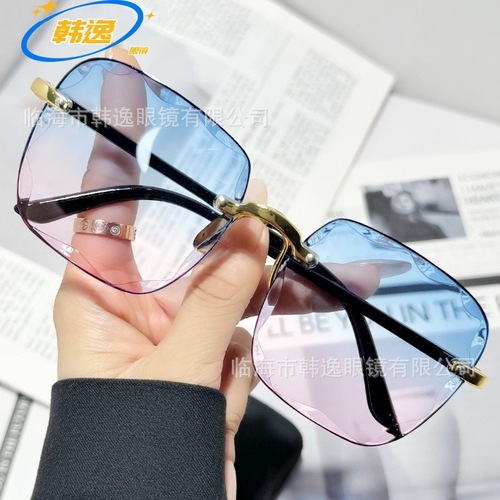 2025 Trendy Women's Frameless Edgeless Sunglasses, Fashion Korean Style UV Protection Sun Glasses