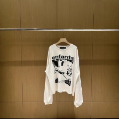 ERD 23FW忧郁な富二代牧师人像落书きプリント丸襟长袖tシャツカップルパーカー男女