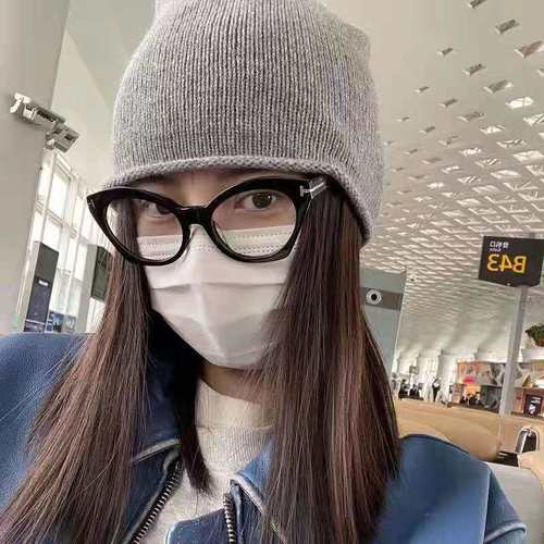 Jet 7029 European and American frame glasses personalized cat-eye cross-border flat mirror glasses R90 anti-blue light glasses