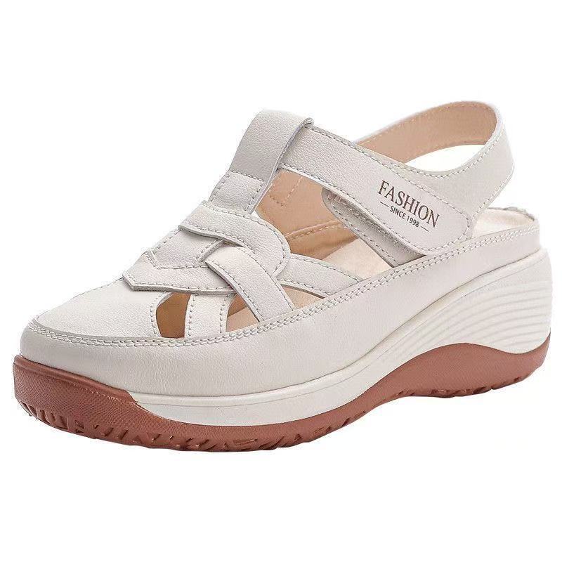 2026 verano nuevo bolsillo vacío fondo grueso sandalias de tacones amor de moda romana simple zapatos de mamá