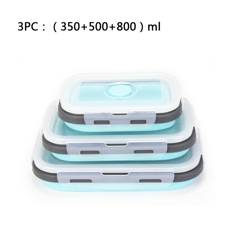 Caja de almuerzo de silicona al aire libre caja de almuerzo de silicona plegable refrigerador más nítido almuerzo portátil caja de almuerzo retráctil