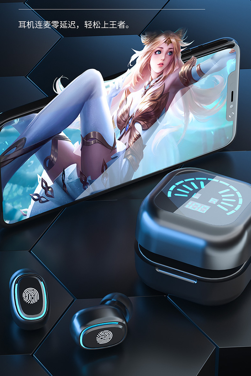 Douyin E-ticaret TWS gerçek kablosuz Bluetooth kulaklıklar kulak içi spor dokunmatik dijital ekranlı toptan satış