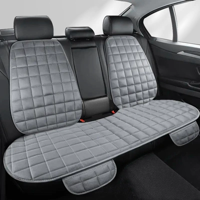 Cushion for Winter Warmth, Seat+Backrest, Wool pad - plush-rear-row-backrest-elegant-gray