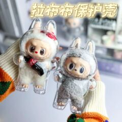 LABUBU布一代二代透明保護シェルマカロン座ってパーティー保護カバー防塵カバー防塵