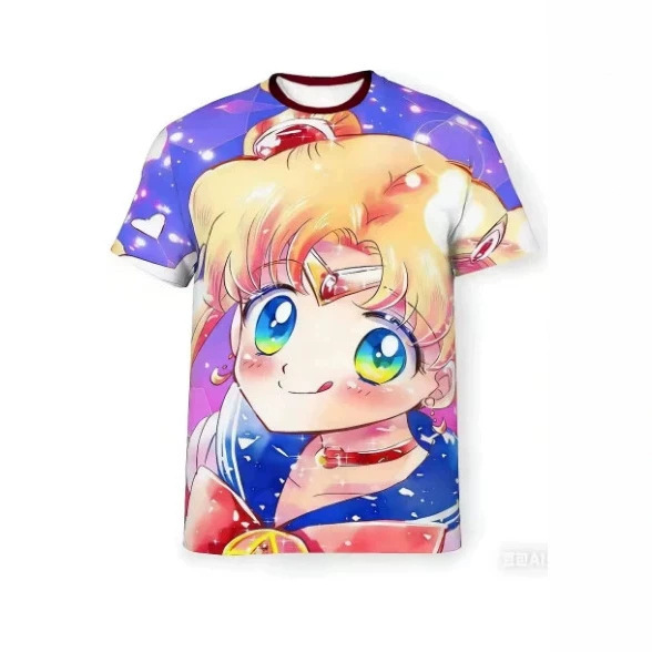 2O26 Summer Sailor Moon Character 3D Printed T-Shirt Fashionable Casual Comfortable Outdoor Short Sleeve T-Shirt Family Matching 2O26 Summer Sailor Moon Character 3D Printed T-Shirt Fashionable Casual Comfortable Outdoor Short Sleeve T-Shirt Family Matching