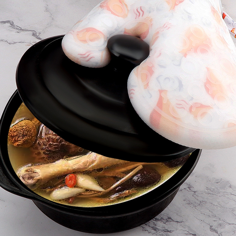 꽃 피복 가장자리 긴 실리콘 장갑 주방 전자 레인지 베이킹 단열재 팬티 장갑 주방 도구