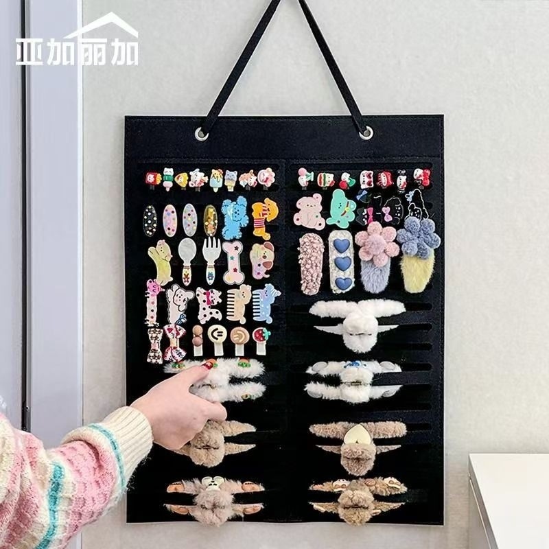 毛毡发夹收纳发饰壁挂式新款挂袋收纳袋公主神器发卡头饰儿童饰品|undefined