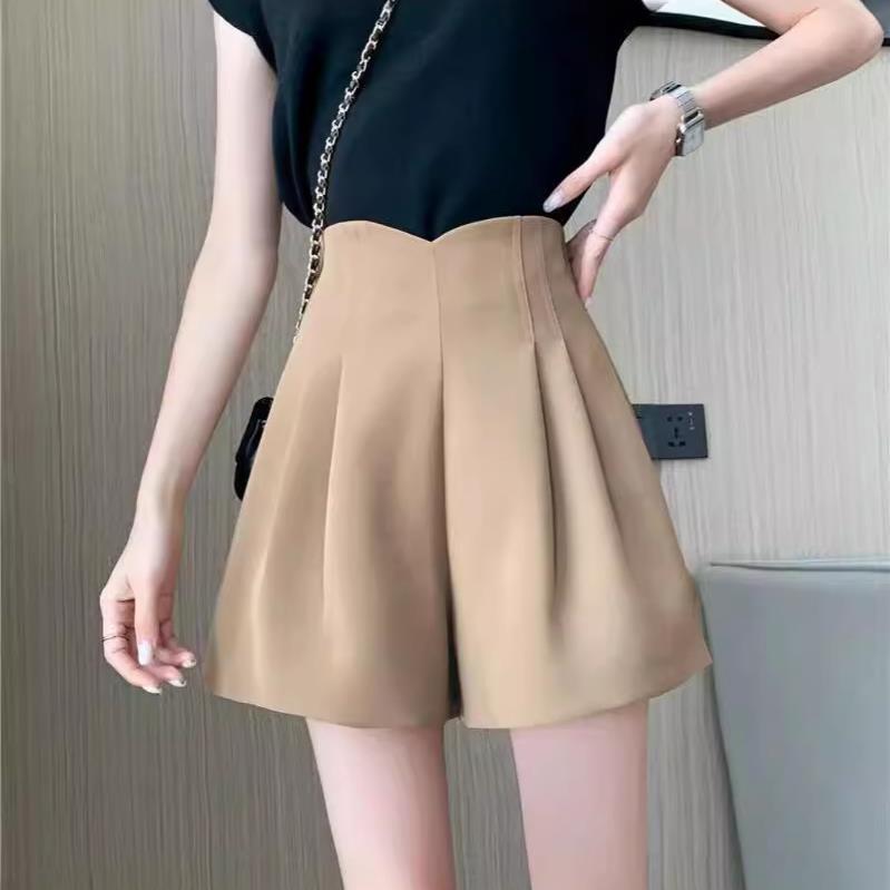 A-Line Shorts Women's Fashion Suit Pants Korean Style Charm Ins Slim Wide-Leg Boot Pants Invisible Zipper Sweet Casual Pants