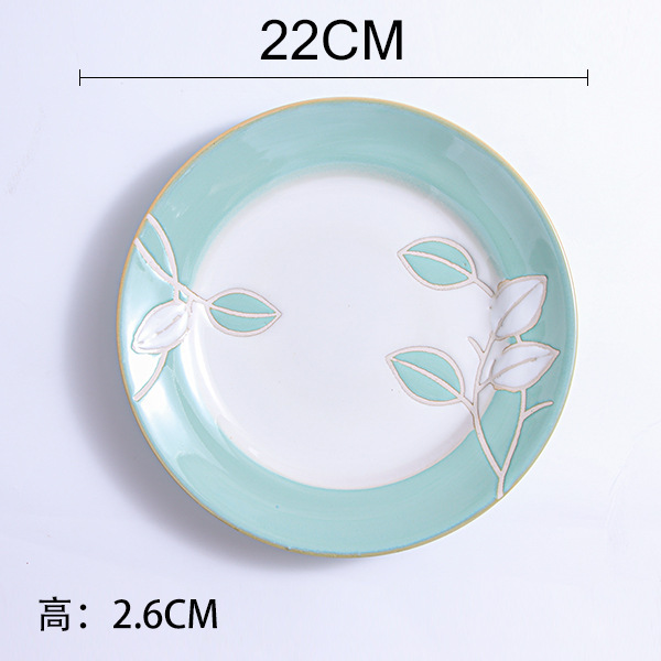 欧式陶瓷餐盘釉下彩手绘盘子家用菜盘沙拉盘创意水果盘牛排盘平盘|undefined