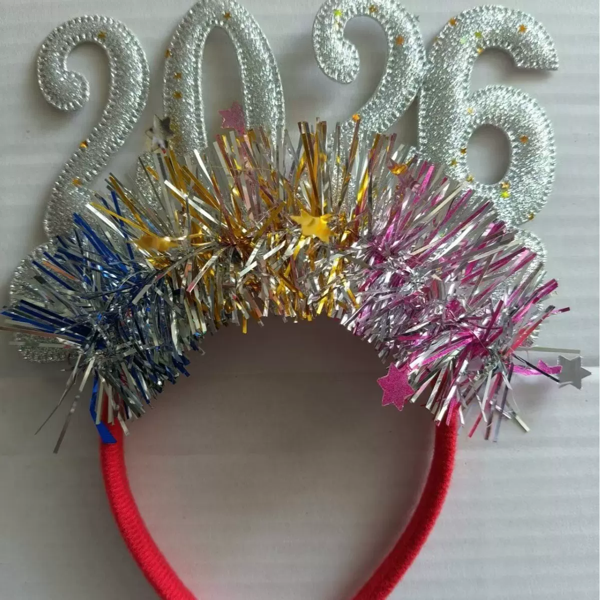 新年2026跨年发箍酒吧派对狂欢闪粉彩色头饰数字圣诞带灯儿童成人