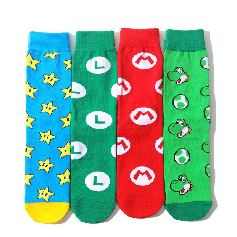 Men's Mushroom Socks, Women's Cotton Mid-Tube Star Trendy Socks, Mom-Style Anime Socks, Mary Game Cross-Border Socks, Sweat-Absorbing