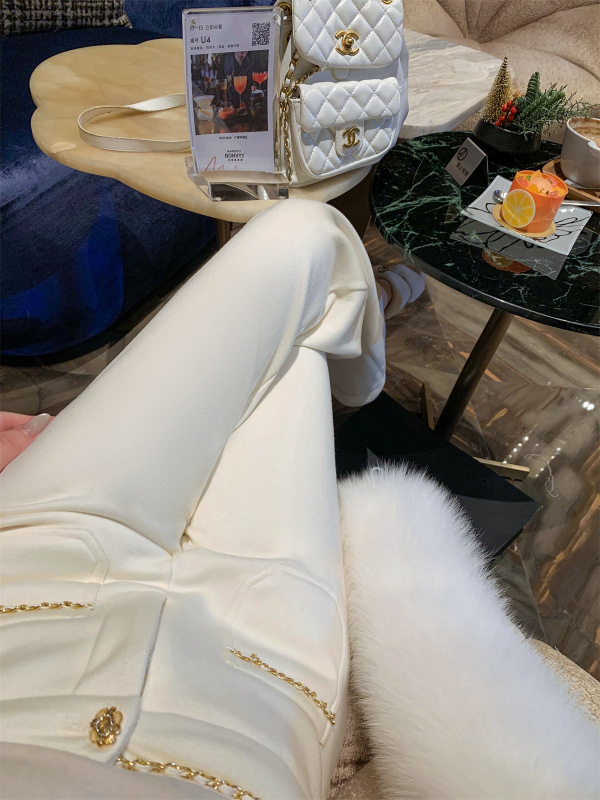 鱼兔子的兔子软糯加厚加绒裤子女春秋新款高腰阔腿微喇叭牛仔长裤|undefined