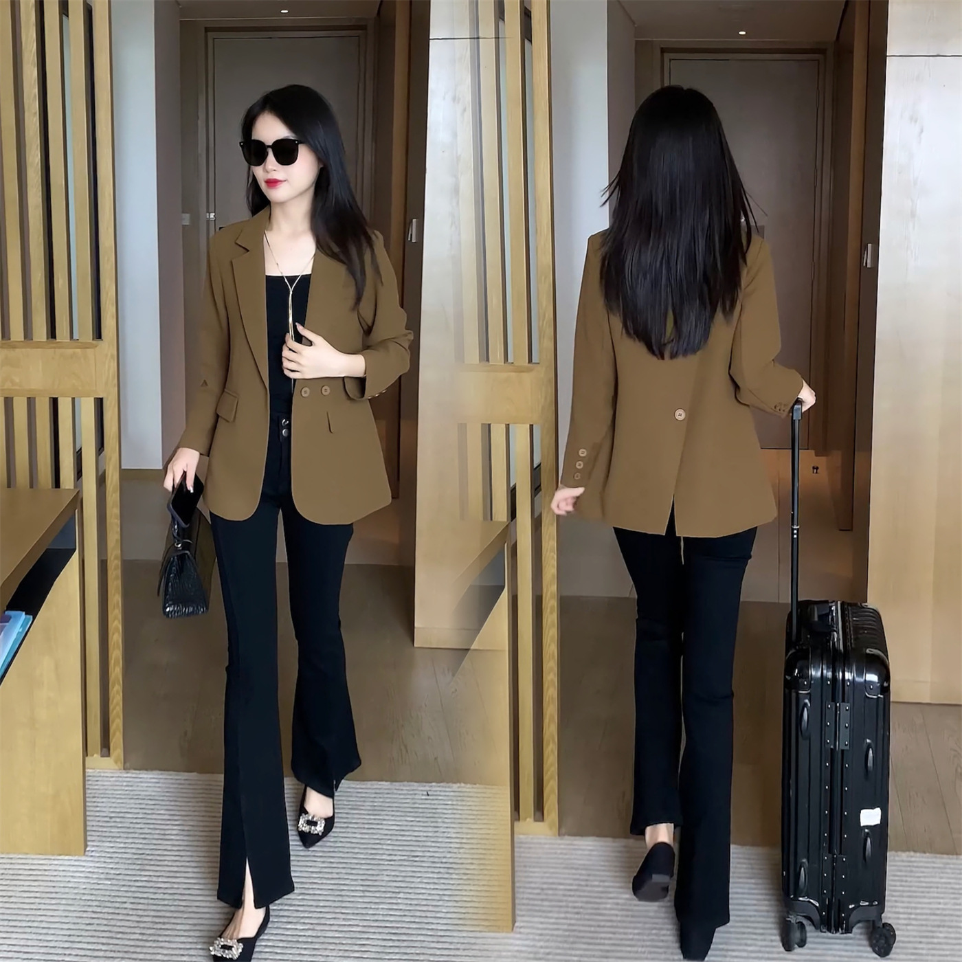 Short suit jacket for women in 2024 autumn new loose and slim fashionable long-sleeved spring and autumn versatile casual suit